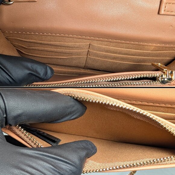 bebe Brown Faux Leather Sophia Quilted Chevron Chain Strap Convertible Crossbody - Picture 8 of 9